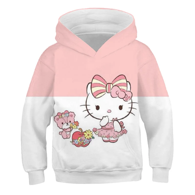 

Kawaii Kids Clothes Cat Animal Print Pink Hoodie Girls Harajuku Funny Sweatshirt Children Clothing Coat