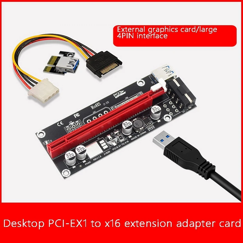 

6 Pcs PCI-E Adapter Card PCI-E 1X to 16X 4 Pin USB External Graphics Card Expansion Card for Bitcoin Mining Machines