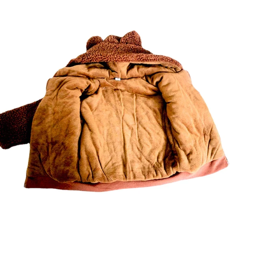 

Winter Children's Coat Lamb Coat Zipper Outerwear Clothes CA Fleece Hooded Outerwear Kid Thick Wool Cotton Coat Boy Girl Jackets