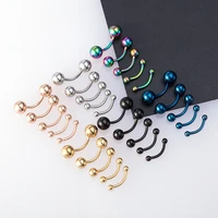5pcs stainless steel eyebrow piercing curved barbell banana lip ring snug daith helix navel cartilage stud earrings jewelry 16g