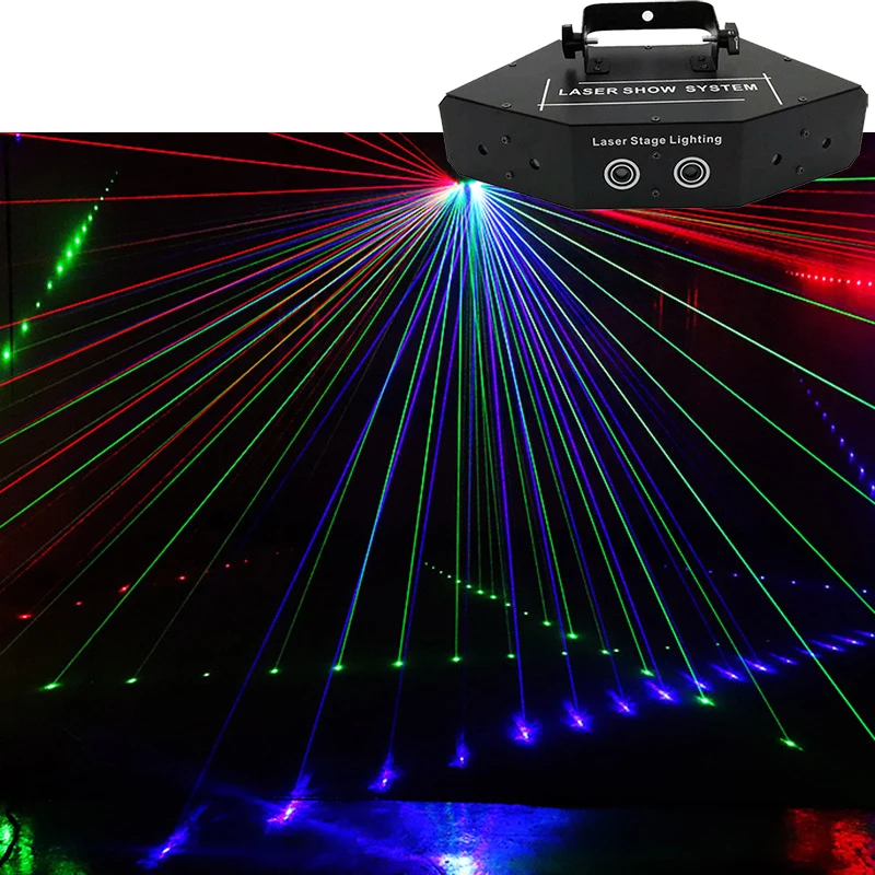 New Hot sale LED Stage Light red green and blue Six Eyes Scanning Laser Light KTV Room Full Color Laser Lights bar discs flash