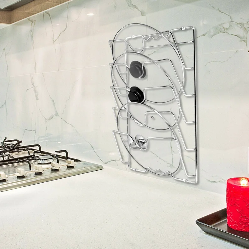 Новый железный стеллаж для хранения крышек сковородок многослойный настенный