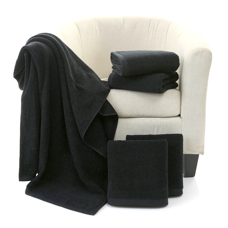 3 шт. 100% хлопок черное полотенце для лица без выцветания банное s большое мужское