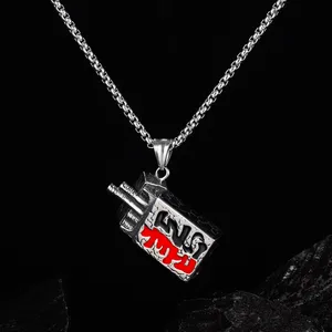 JIALY Personality Punk Rock Necklace Retro Wild Influx Of Men Of Good And Evil Cigarette Box Titanium Steel Pendant