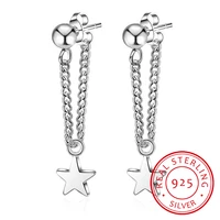 new 925 sterling silver stud earring women jewelry classic star pendant with ear wire chain earrings for women party gift