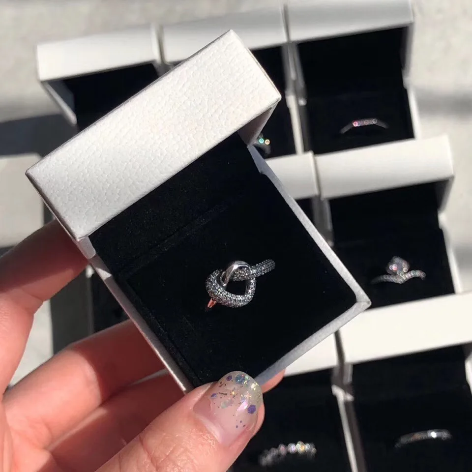 

Original 925 Sterling Silver Ring Freehand Hearts Ring with Original Jewerly Fashion Elegant Woman Jewelry Gift Free Shipping