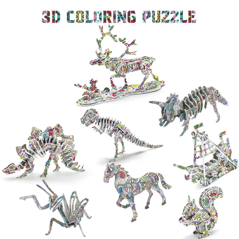 

DIY 3D Three-dimensional Puzzle Graffiti Decoration Model Christmas DIY Coloring Toys The Best Gift for Parents and Children