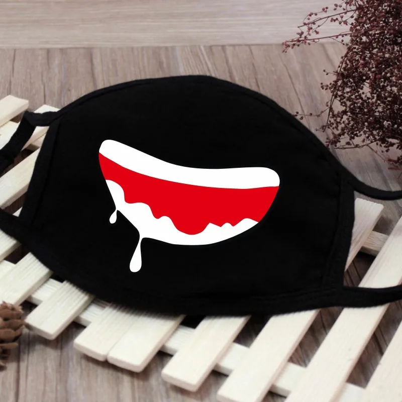 1PCS Black Mouth Mask Big Size Stop Air Pollution Home Cartoon Lovely Cotton Funny Teeth Masks Keep Warm Muffle Respirator - купить по