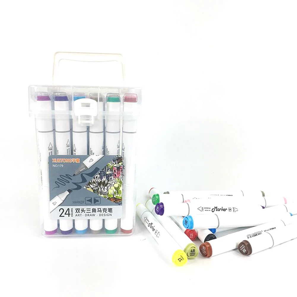 

Dual Head Children Office School Easy Apply Gift Drawing Non Toxic Sketch Marker Set Fade Proof 24 Colors Paint Pen Art