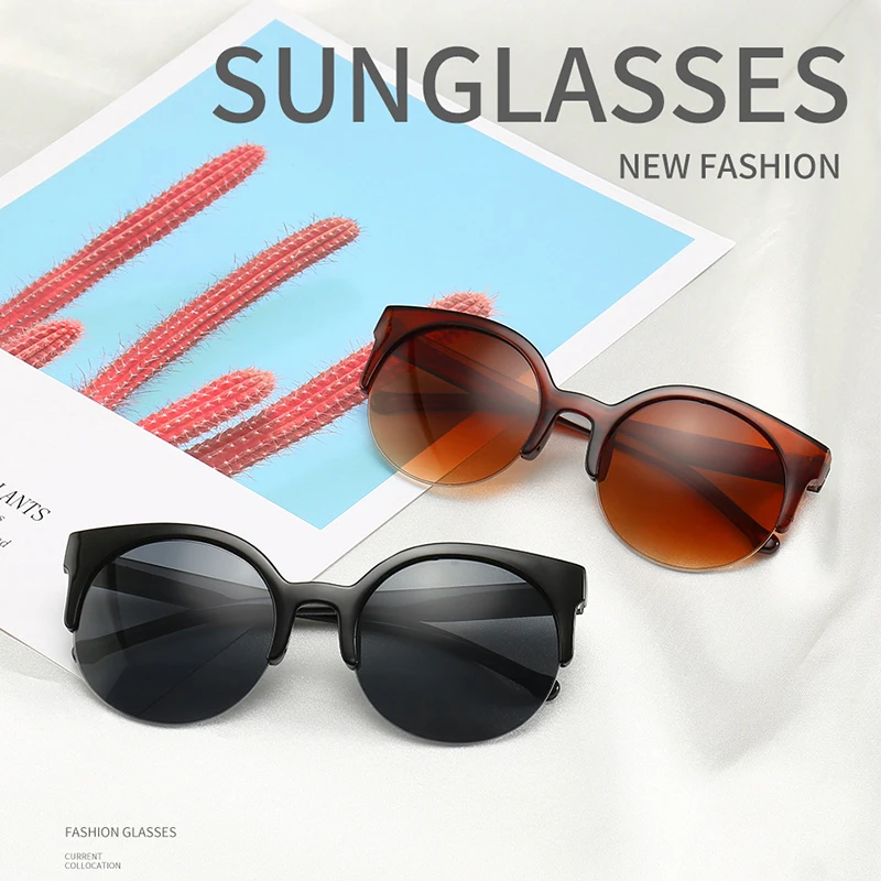 

New Fashion Semi Rimless Sunglasses Men/Women Brand Designer Half Frame Sun Glasses Classic Oculos De Sol