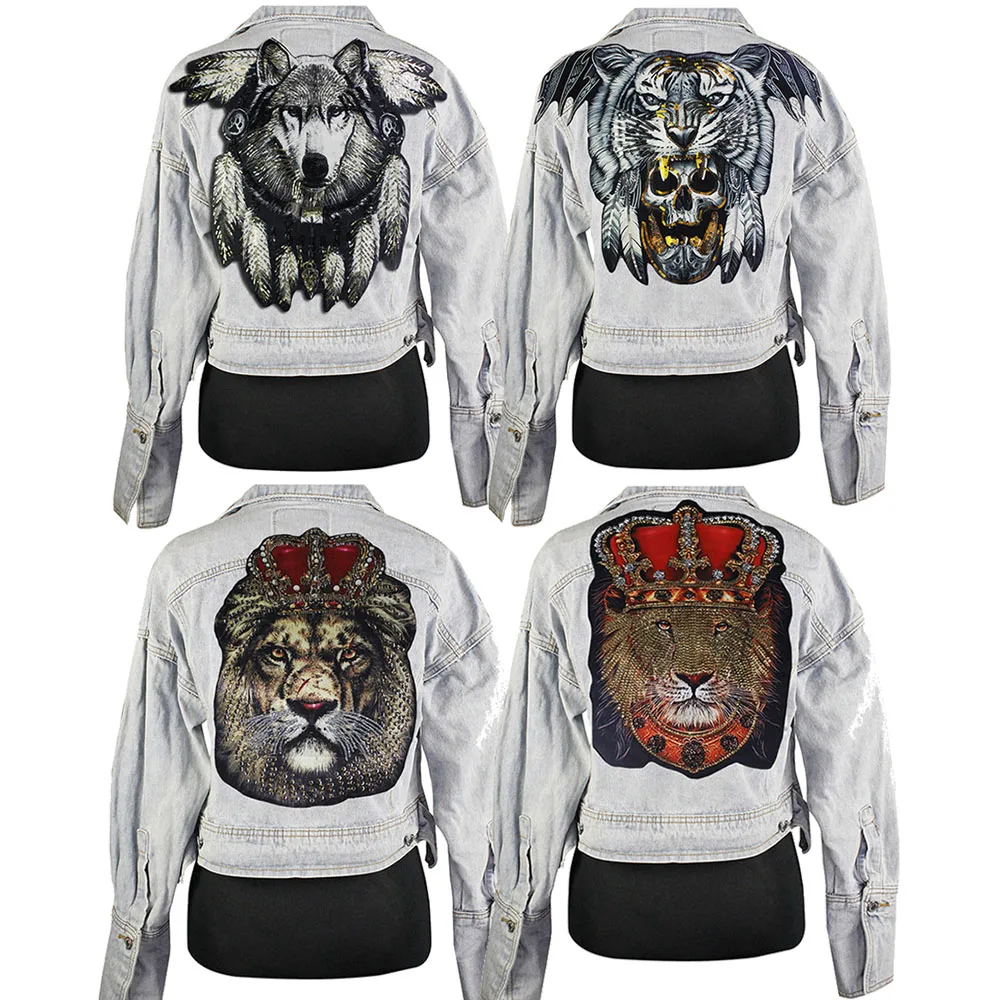 1 предмета с блестками большие Король Лев Голова ткани патчи животных значки