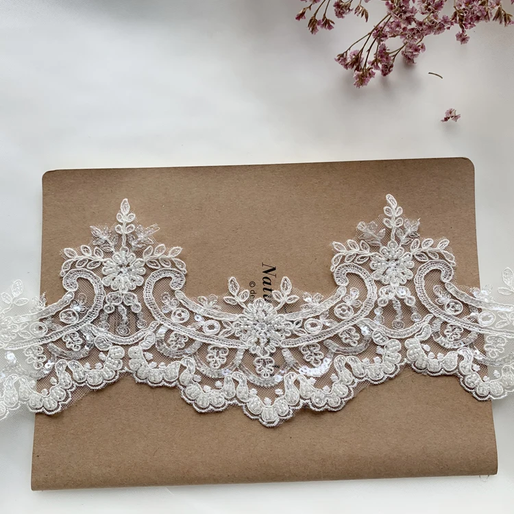 Узкая кружевная отделка 13 5 см кружево цвета слоновой кости свадебная вуаль