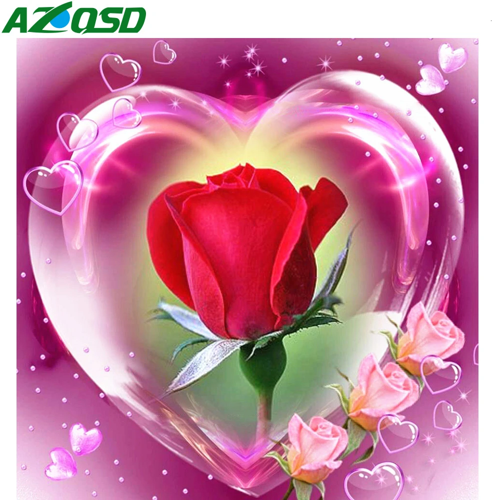 AZQSD Diamond Painting Rose Full Square Embroidery Sale Flower Cross Stitch 5d Diy Handmade Rhinestones Gift Home Decor