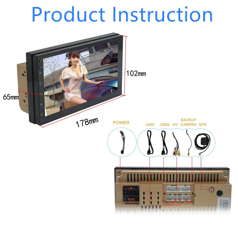 Автомобильный мультимедийный плеер Andriod 8 1 GPS навигация HD Авторадио Wi Fi USB FM 2 Din 7