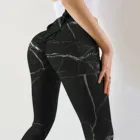 Женские спортивные Леггинсы с принтом, эластичные штаны для йоги с высокой талией и эффектом пуш-ап, для спортзала, леггинсы для фитнеса и бега