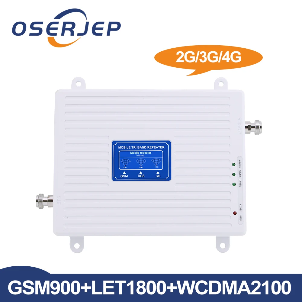 Трехдиапазонный усилитель сигнала Oserjep 2G 4G GSM 900/DCS LTE 1800/WCDMA UMTS 2100 МГц|Усилители