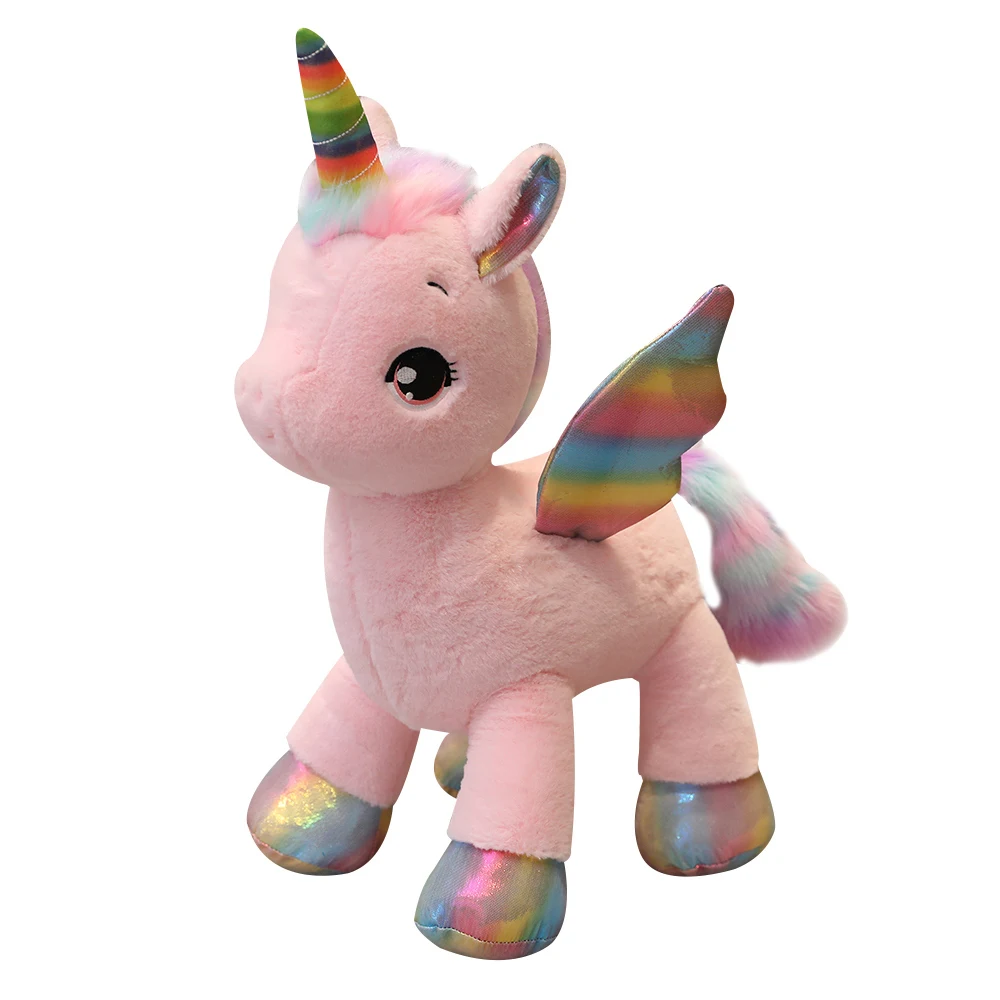 

Hot Huggable Cute unicorn dream rainbow plush toy high quality pink horse sweet girl home decor sleeping pillow gift for kids