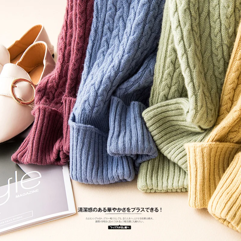 

female sweater turtleneck women natural real wool pullover long turned Cuffed cuffs winter warm jacket thick fashion sweater