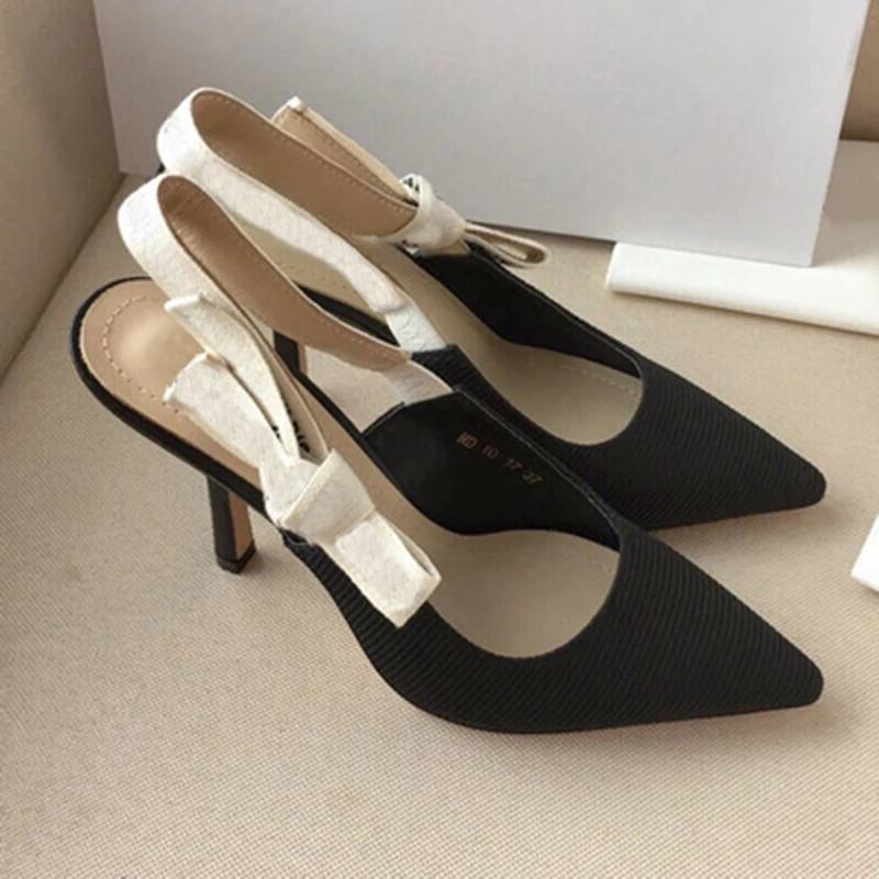 Сандалии женские на высоком каблуке босоножки ремешках с бантом бабочкой