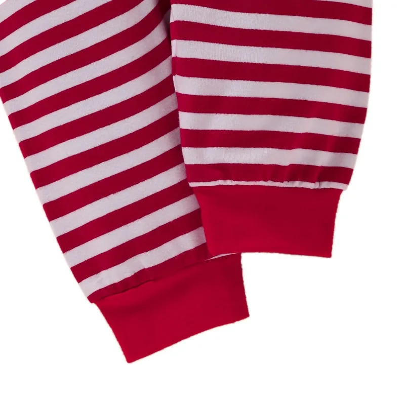 

Christmas Baby Girl Boy Long Sleeve Letters Print Romper Tops Striped Trousers Hat Outfits Clothes3