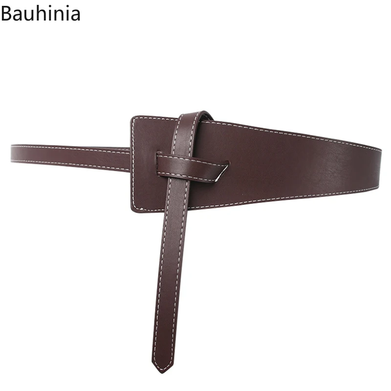 Bauhinia 133cm Ladies Trendy Retro Knotted Suit Girdle Belt Korean Fashion High Quality PU Wide Belt New