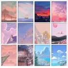 Алмазная живопись 5D сделай сам, мультяшное аниме, розовый пейзаж, красочная картина для ночной улицы, Алмазная мозаика, вышивка крестиком, искусство, домашний декор