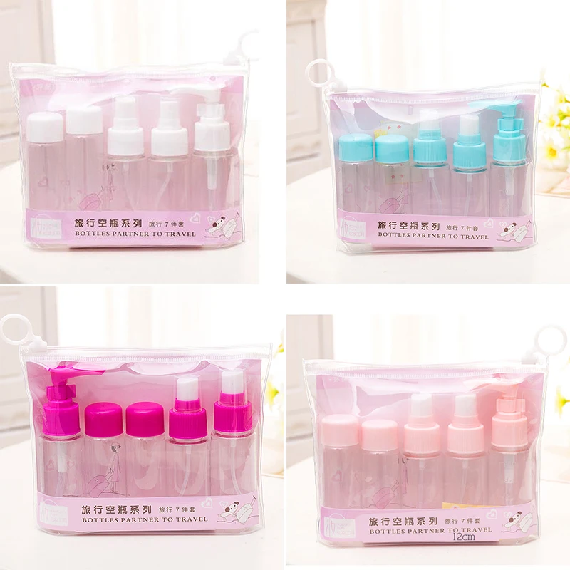 

Containers Spray Bottles Travel 7pcs Set Portable Clear Plastic Lotion