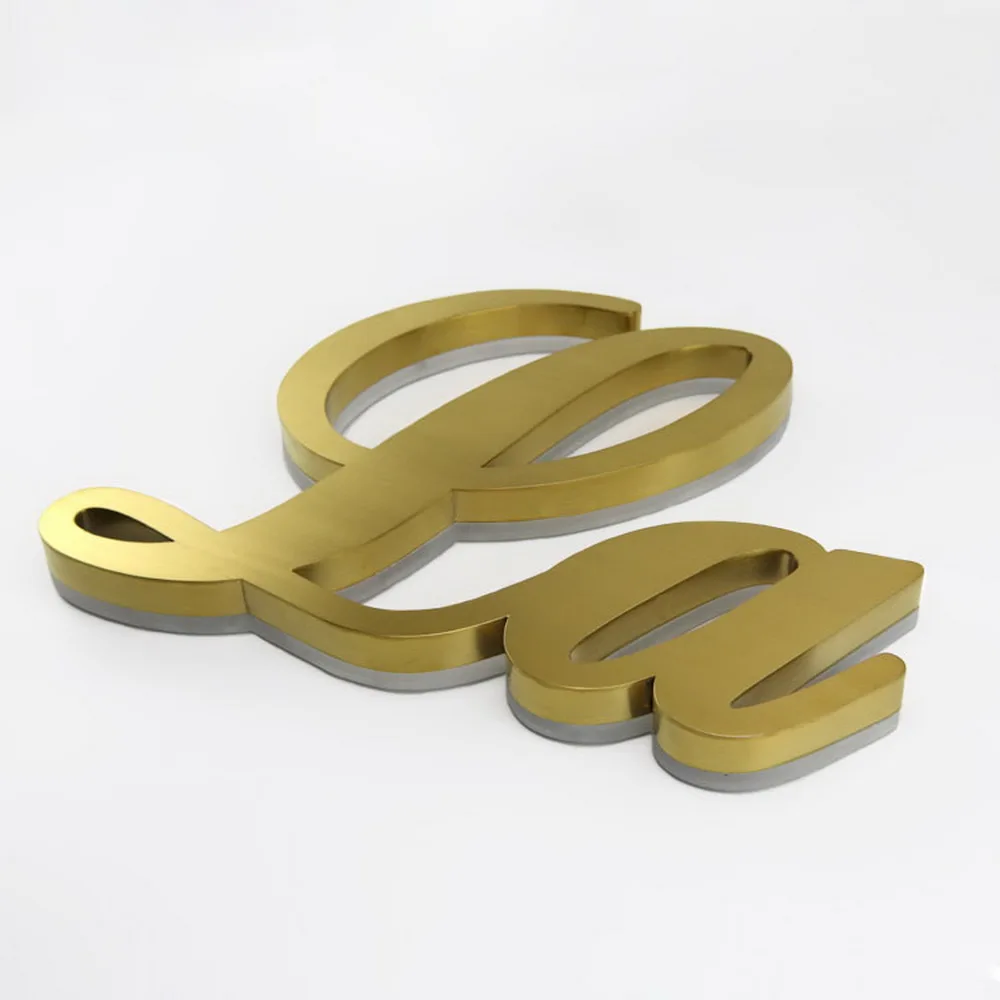 Горячая Распродажа 3D металлическая подсветка знак золотой Нержавеющая сталь