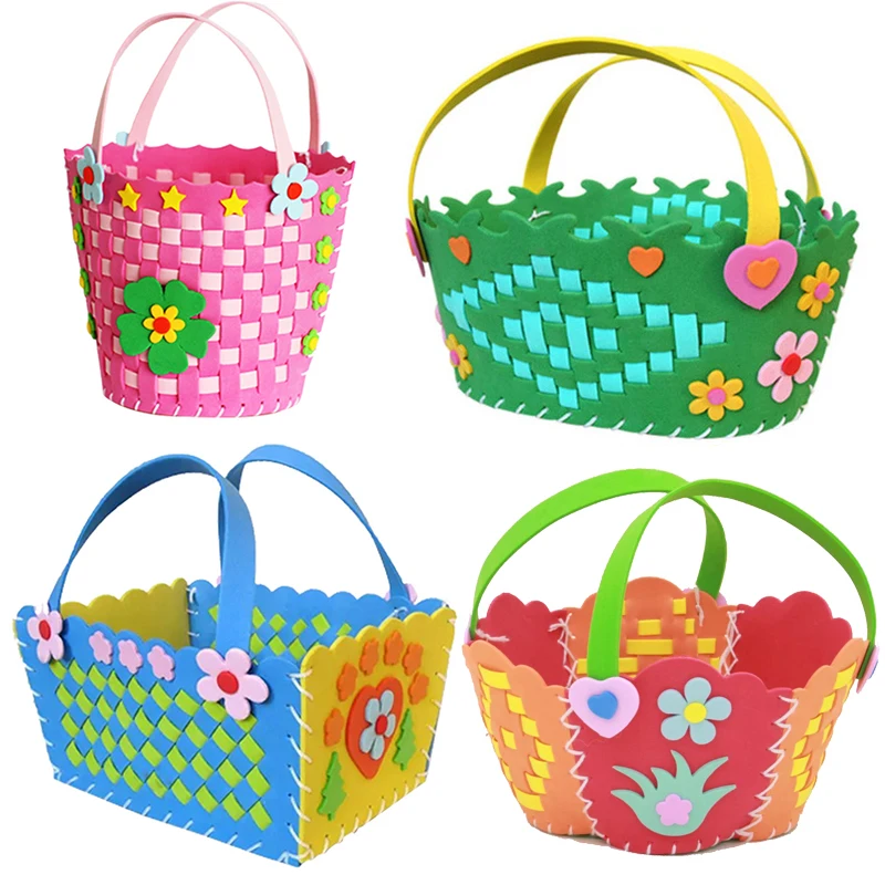 

Handmade Woven Paste Basket Childen Toy DIY Handicrafts Girl Gifts Sticky Kindergarten Material Kids Crafts Toys 2020 New