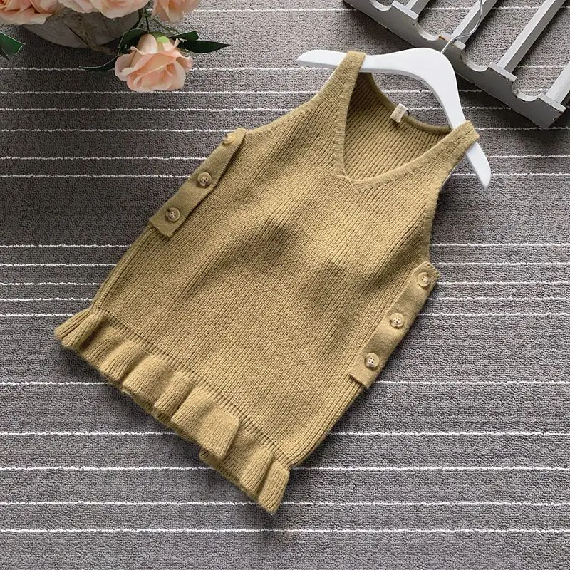 

Autumn Children Sweater Dress 2020 New Sleeveless Knitted Vest Dress Fashion Girls CLothes DT214