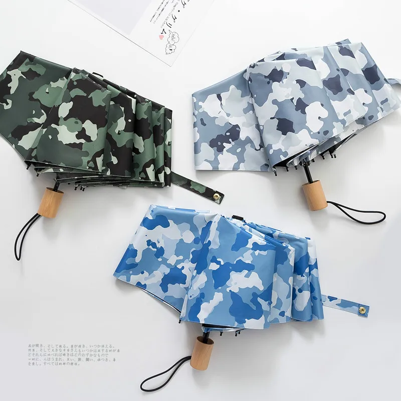 Ручной 3 складной зонт от дождя Для мужчин женщин военный камуфляж ветрозащитный
