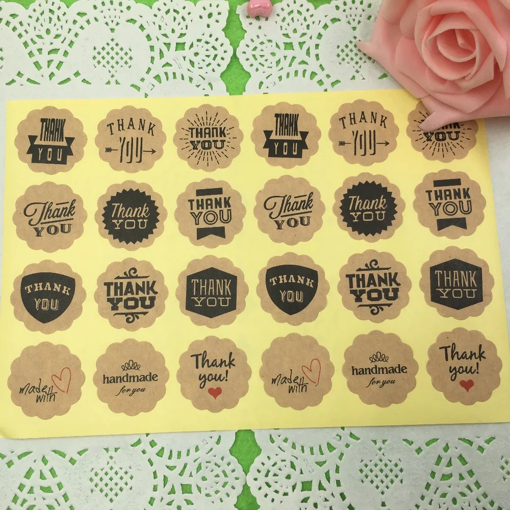 500 шт./лот крафт бумага спасибо 3 см круглая наклейка с уплотнением