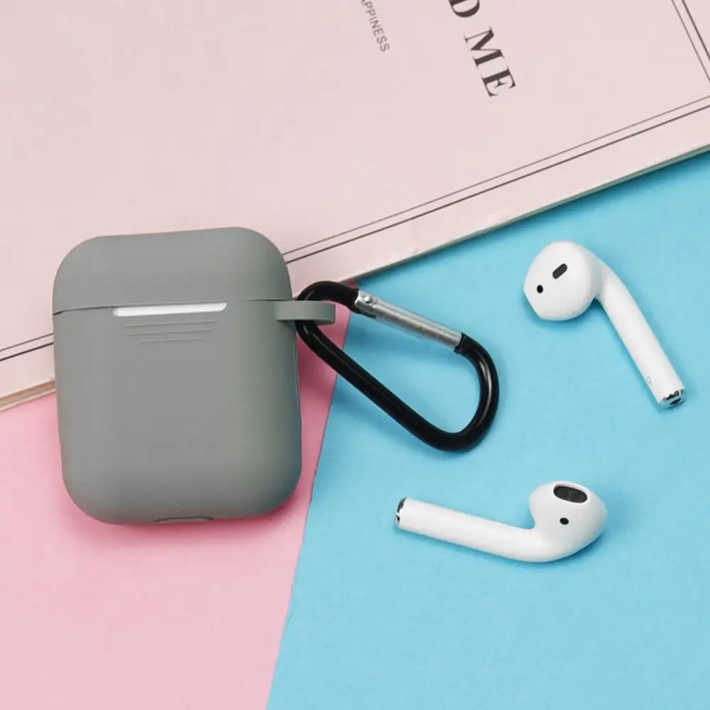 Светло-голубой Полный защитный чехол для Apple Airpods Air pods, портативный силиконовый чехол с брелоком для наушников, чехол для зарядки - Цвет: Светло-голубой