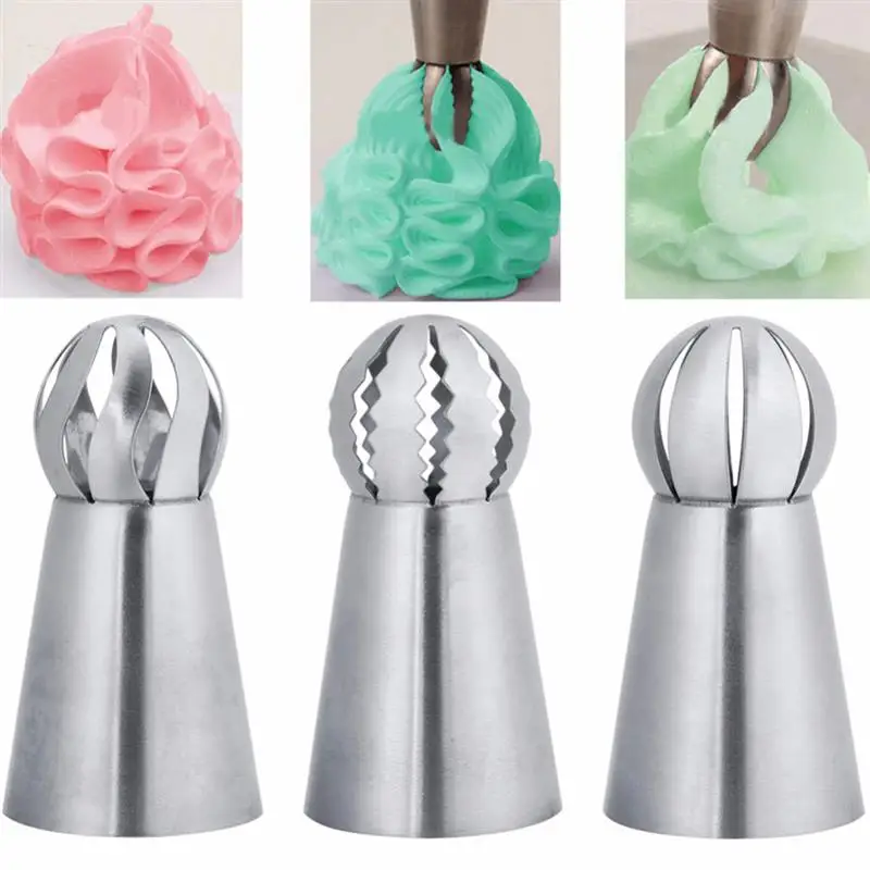 

3pcs/set Nozzles Stainless Steel Icing Nozzle Cake Flower Piping Tip Pastry Cream Decorating Tip