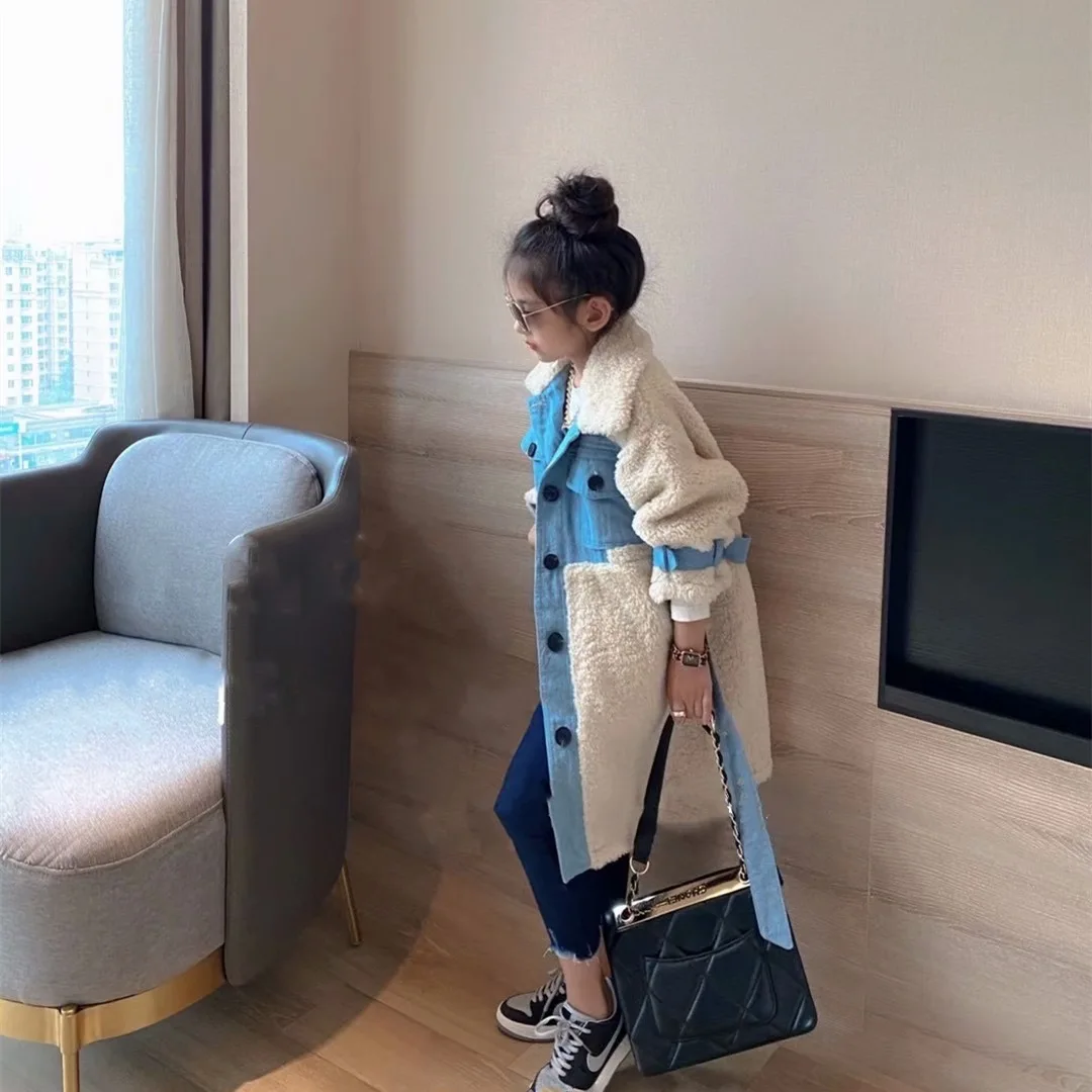 Детское пальто из овечьей шерсти для мальчиков и девочек Новинка Осень-зима 2020