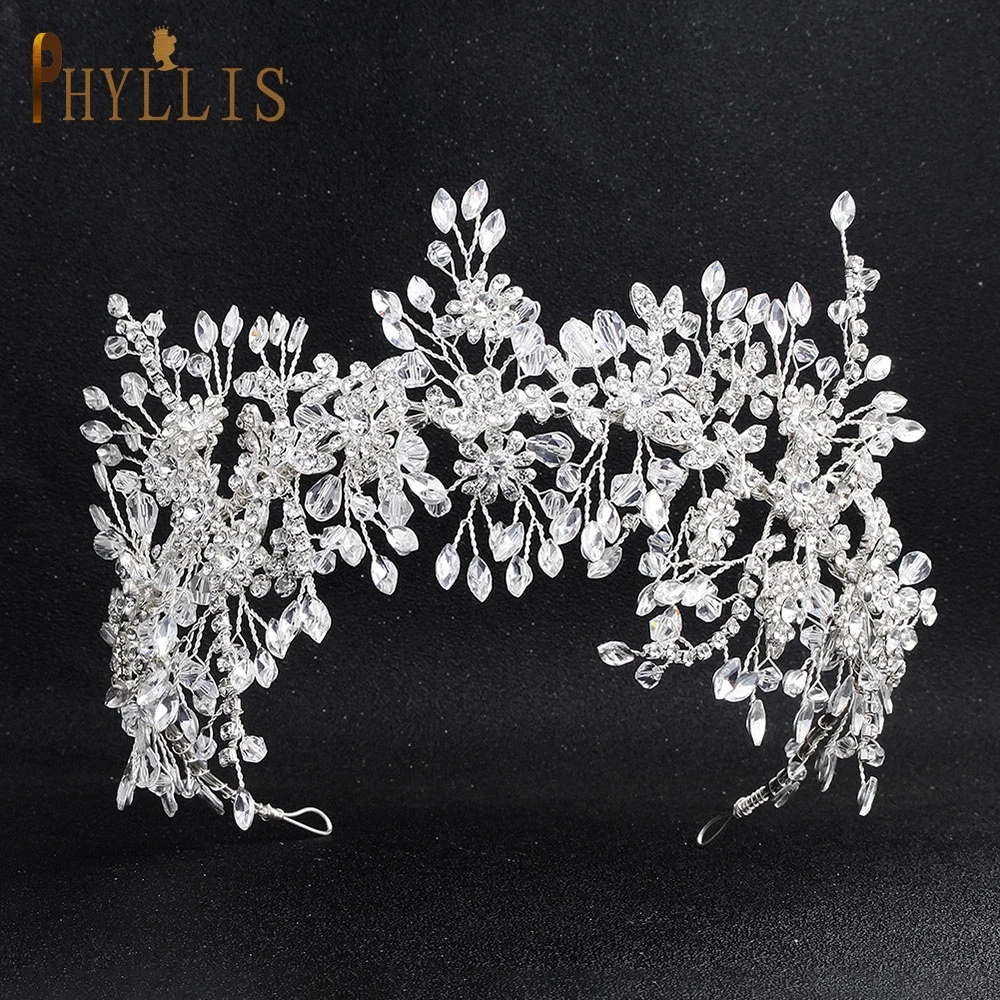 

A140 Shinny Bridal Hair Accessories Rhinestone Bridal Headwear Alloy Flower Party Head Jewelry Crystal Baroque Wedding Headband