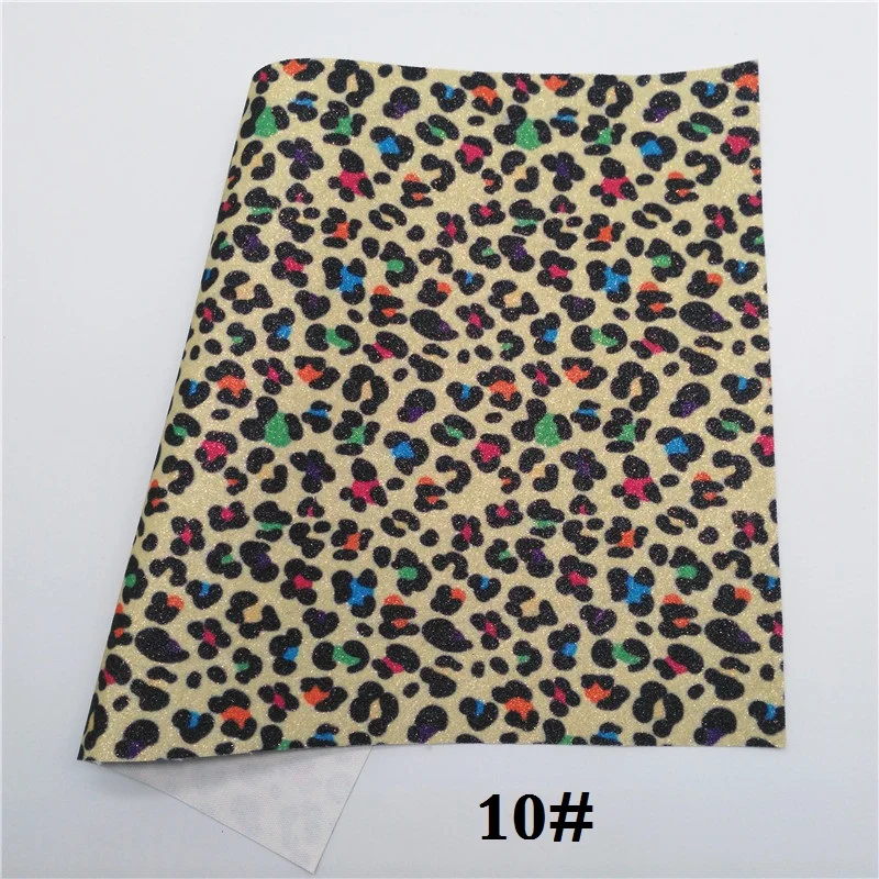 10 Glitterwishcome 21X29 см A4 Размер леопардовый блеск с принтом ткань, Радуга Блеск кожаные листы, блеск винил для бантов, GM479A - Цвет: 10