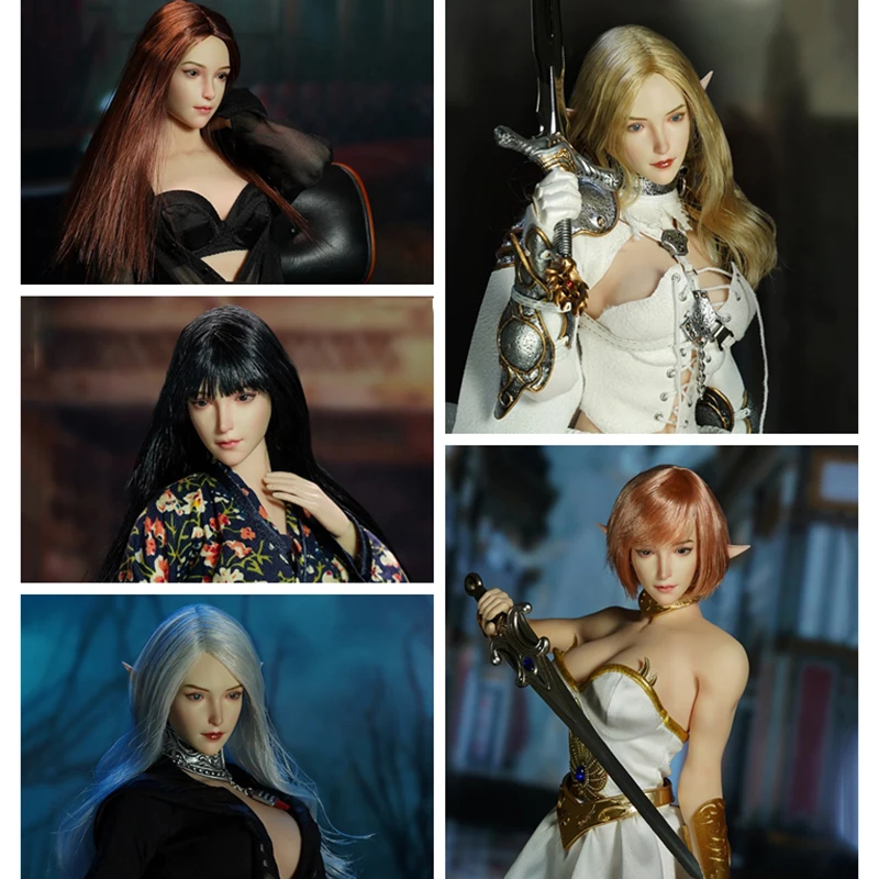 

1/6 Female Pale Skin Elf Ears Head Sculpt Fit 12" Woman Action Figure Body Model Toys SUPER DUCK SDH021 In Stock