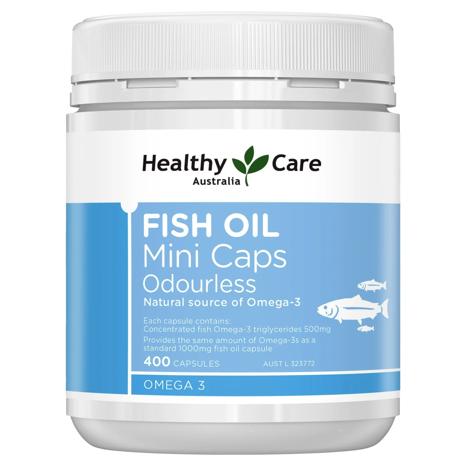 

Healthy Care Omega 3 Mini Caps Deep Sea Odourless Fish Oil 400 Capsules Heart Brain Joints Eye Kids Health Wellness Supplements