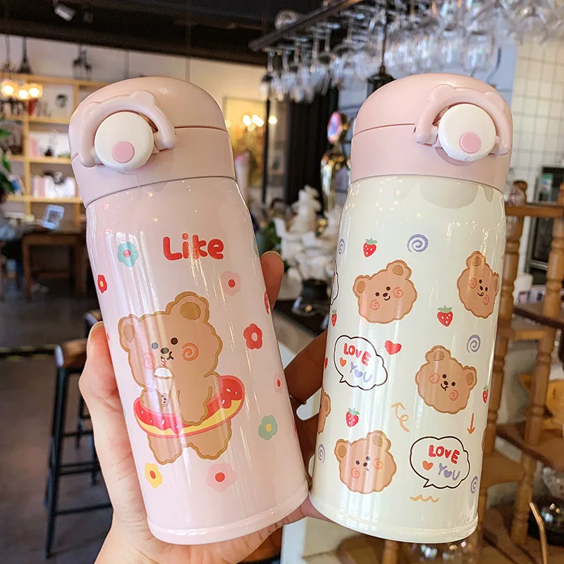 

350ml Cartoon Cute Stainless Steel Vacuum Flask Korean Insulated Water Bottle Thermos Student Kids Drinking Cups Straight Cup