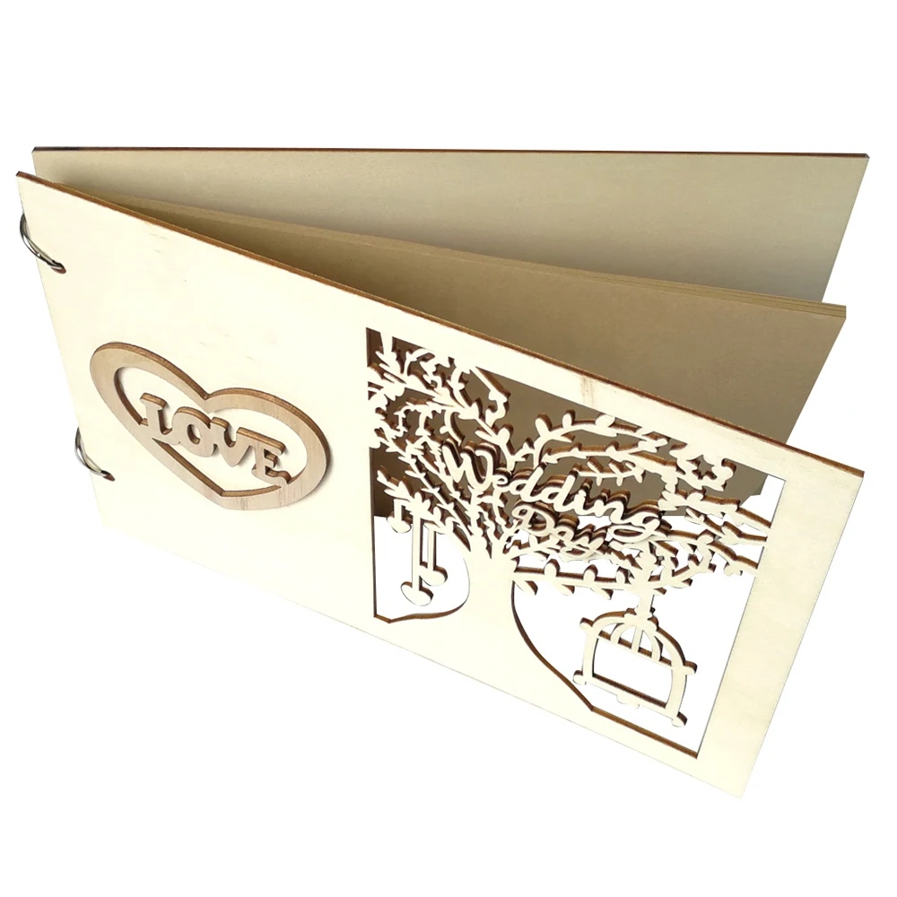 Горячая Ручная работа деревянная DIY Signature Sign-in Book Свадебная Гостевая книга