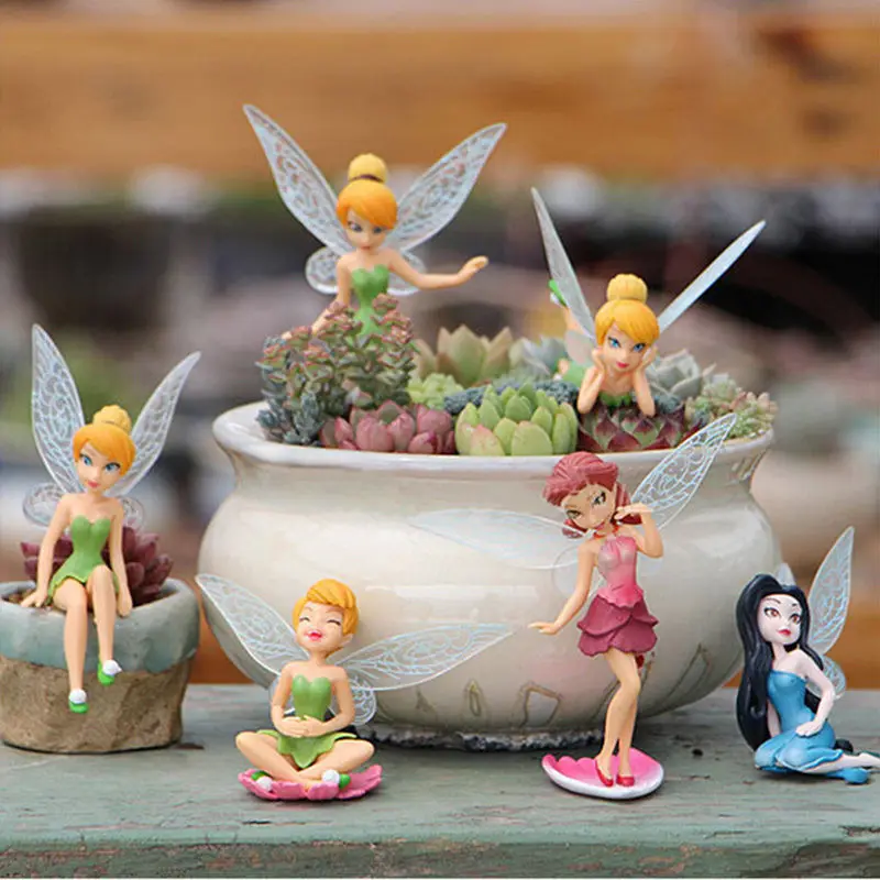 

6Pcs Flower Fairy Pixie Fly Wing Family Miniature Artificial Garden Ornament Home Decor Decoration Craft
