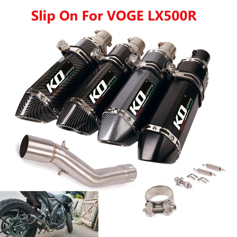 

Slip On For Voge LX500R Motorcycle Exhaust Full Set Pipe 51mm Muffler End Tip Connecting Middle Link Pipe Section Tube Escape