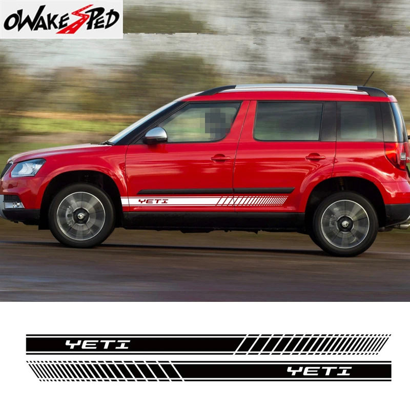 

For Skoda YETI Car Door Side Skirt Sticker Racing Sport Stripes Auto Body Decor Vinyl Decals Exterior Accessories