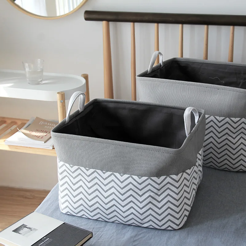 

Storage box Linen odorless storage box folding blue container clothing box