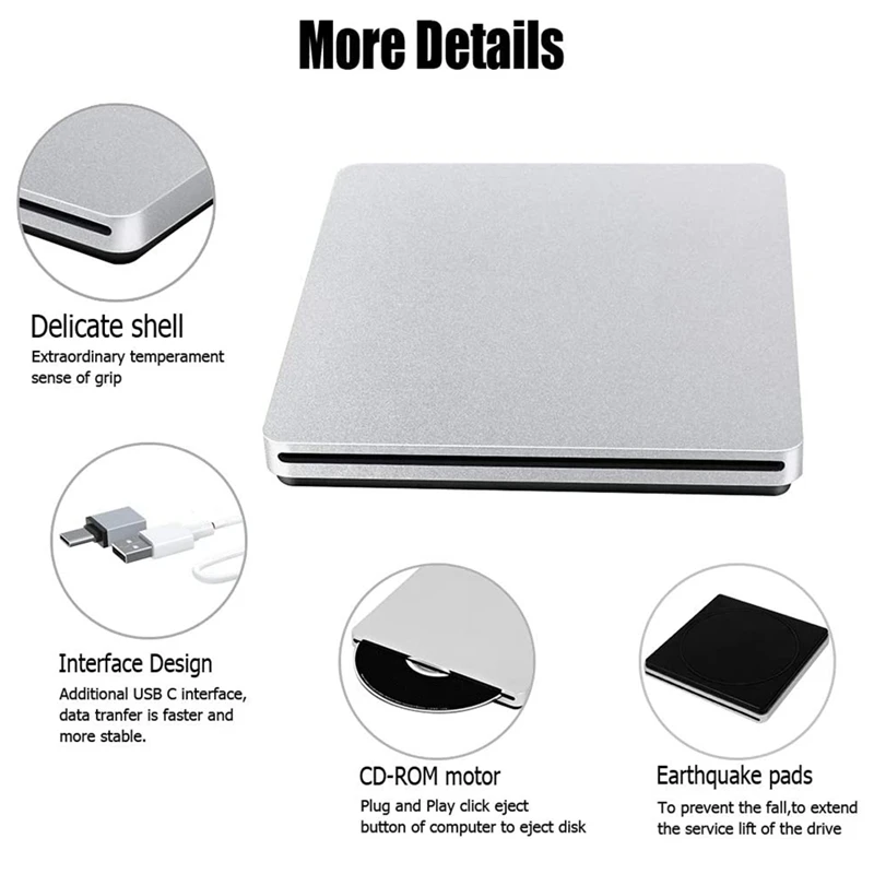 Внешний CD DVD привод Ультратонкий USB горелка проигрыватель для ноутбука Mac