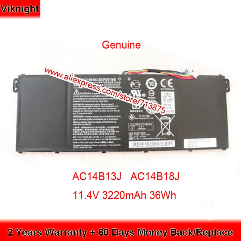 Оригинальный аккумулятор AC14B13J AC14B18J для ACER Aspire батарея 1 Es1 Es 15 MS2394 2 5 ac14b18b18k AC14B18K