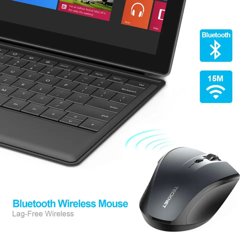 Tecknet Bluetooth Беспроводной Мышь 2.4 г 2600/2000/1600/1200/800 Точек на дюйм для ноутбука Тетрадь PC компьютер