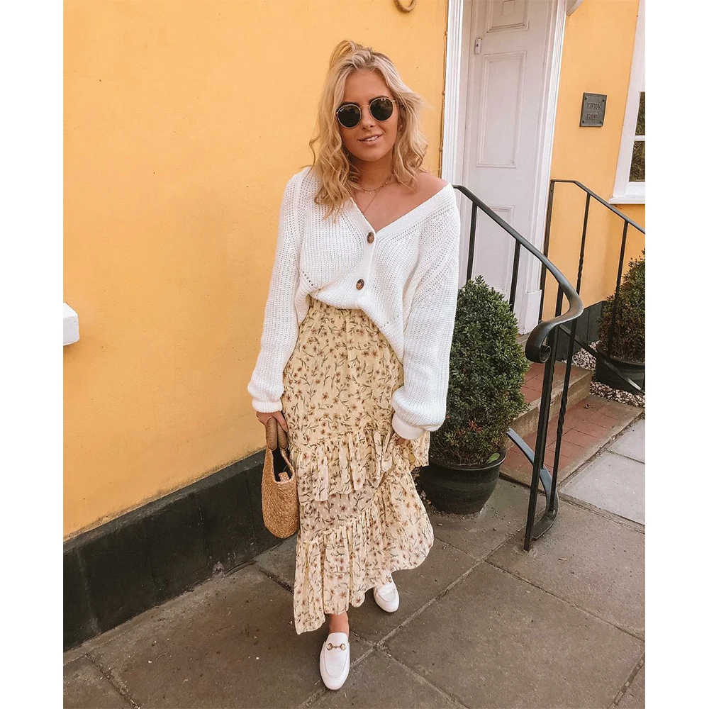 

Diiwii Women Knitted Cardigan 2020 Autumn Sexy V-Neck Batwing Sleeve Button Oversized Sweater Casual Loose Solid Female Tops