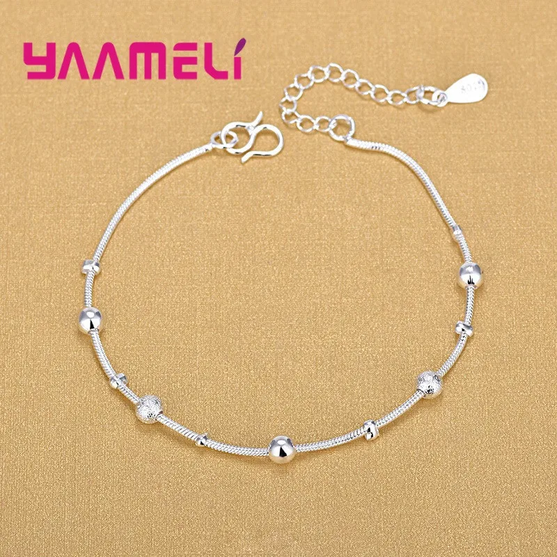 Trendy Women Foot Chains Adjustable Mujer Charm 925 Sterling Silver Anklets Bohemia Jewelry Summer Holiday Design
